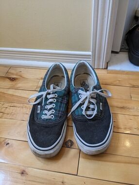 Vans Black & Green Plaid Canvas Sneakers